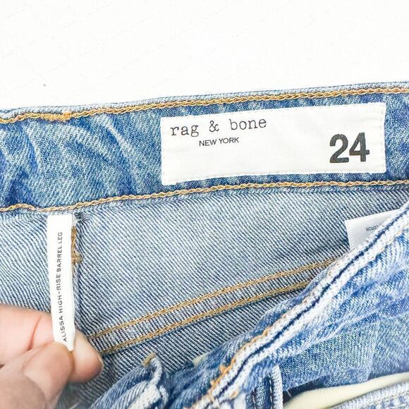 Rag & Bone Alissa High-Rise Barrel Leg Button Fly Denim Jeans Size 24 - Picture 6 of 8